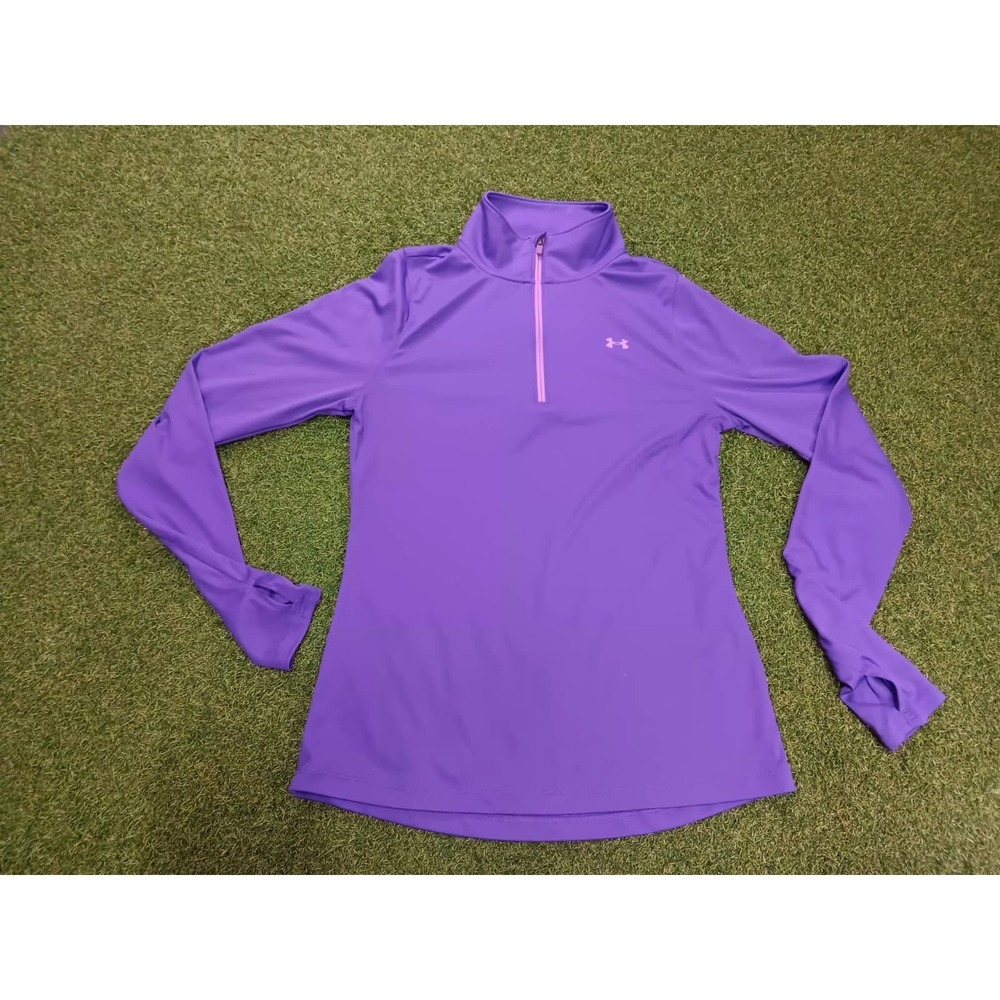 Under Armour Heatgear‎ Top Womens Small Purple Semi Fitted Quarter Zip Mock Neck